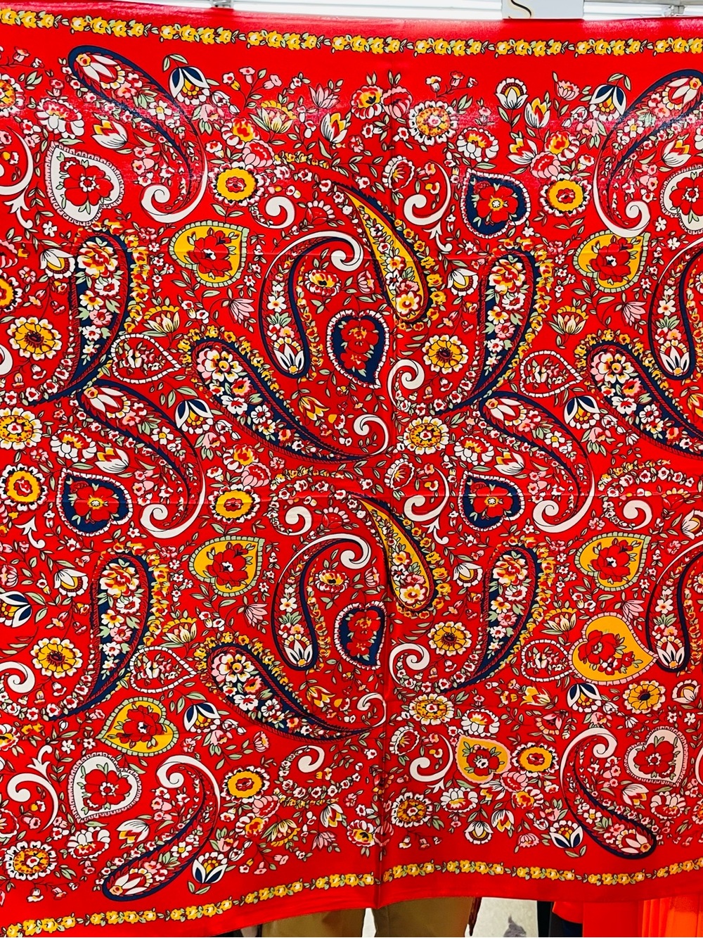 Satin square scarf red boho floral Paisley neck hair head elegant NEW in bag